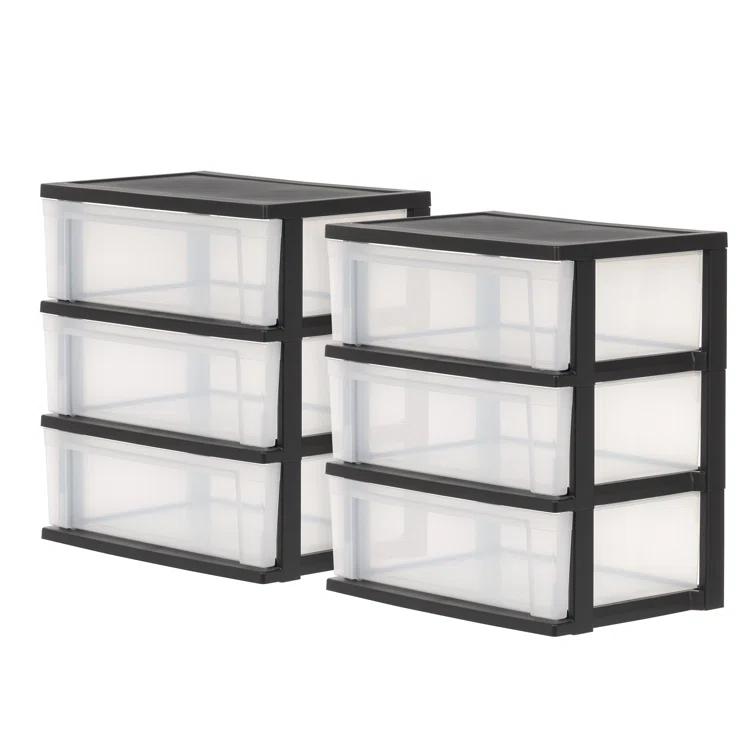 IRIS USA, Inc. 3 Drawer Wide Plasitc Chest (Set of 2)