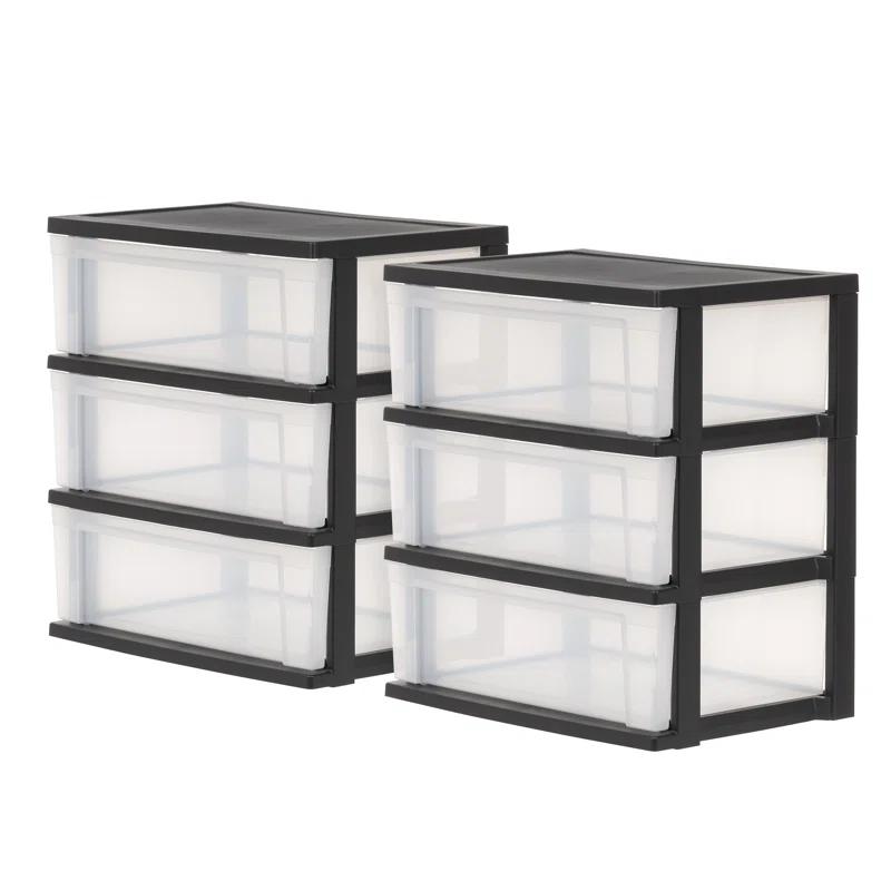 IRIS USA, Inc. 3 Drawer Wide Plasitc Chest (Set of 2)