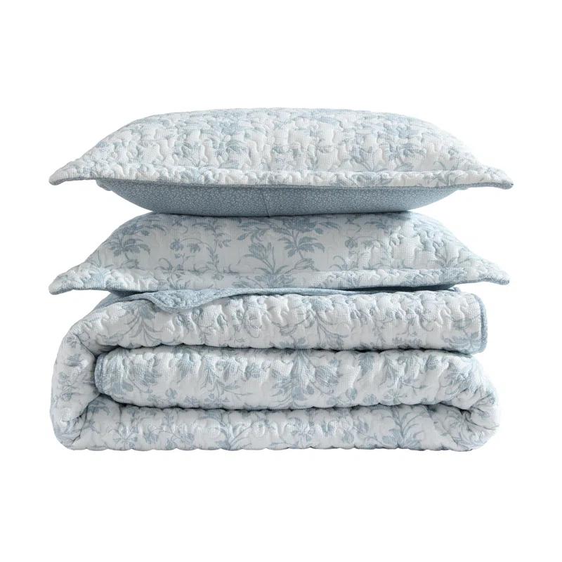 Laura Ashley Laura Ashley Amberly Seersucker Blue Quilt Set