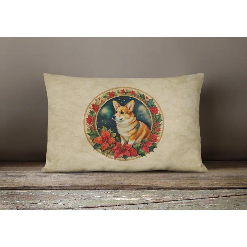 Caroline's Treasures Christmas Flowers Frame Other/No Pattern Indoor/Outdoor Throw Pillow