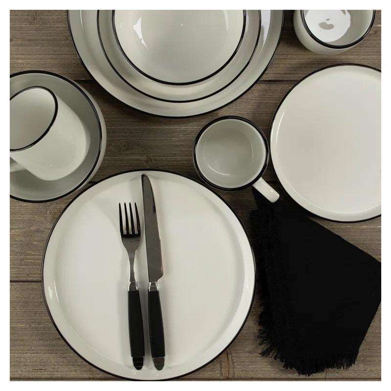 BIA Cordon Bleu BIA Cordon Bleu 16-Piece, Stackable Black Rim Dinnerware Set