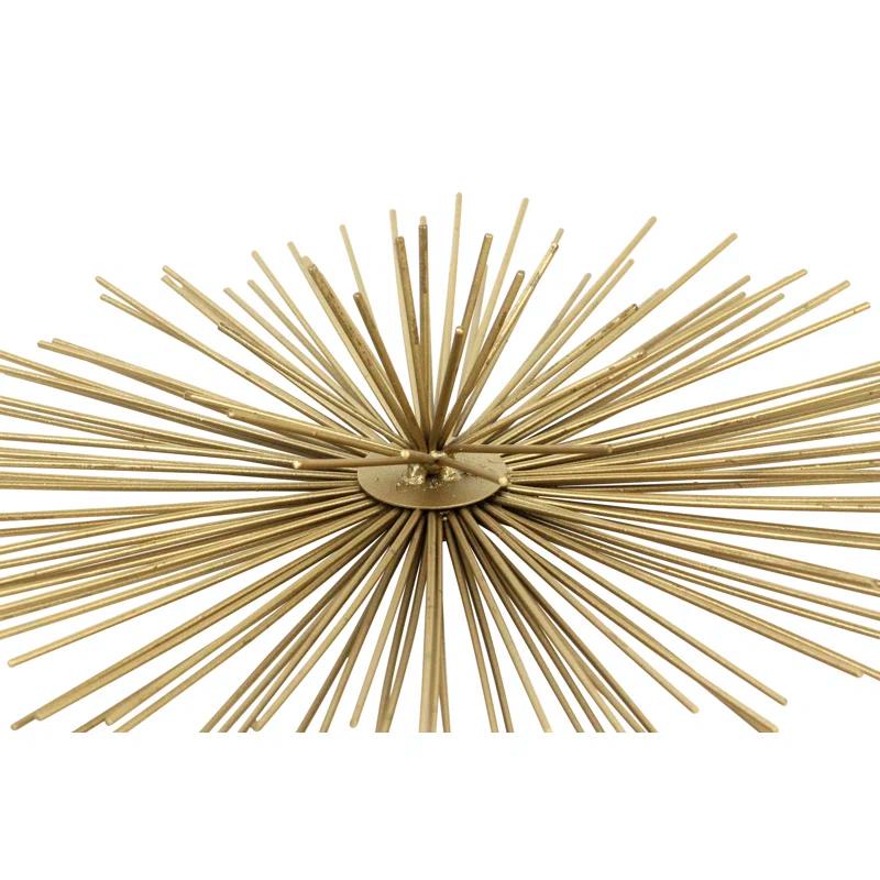 CosmoLiving by Cosmopolitan Gold Metal Starburst 3D Short Spike Home Wall Decor, Set of 3 6", 9", 12"W