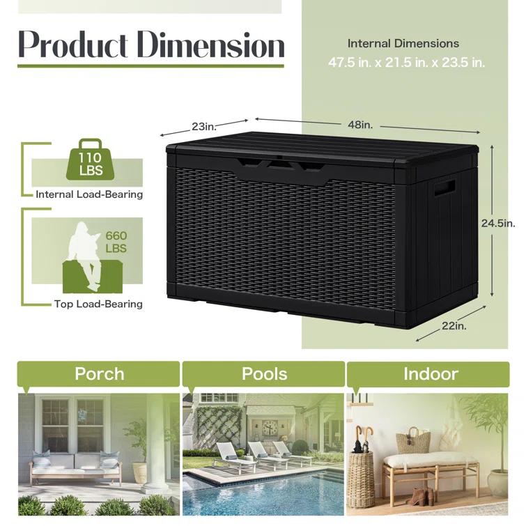 GUNJI GUNJI 100 Gallon Water Resistant Resin Lockable Deck Box