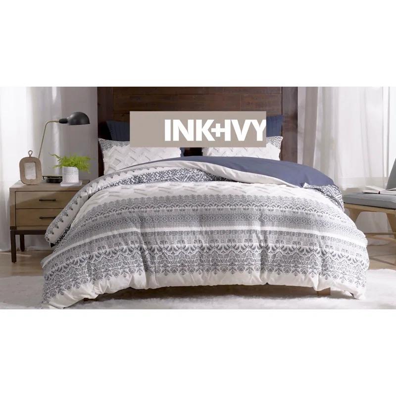 INK+IVY Mila Cotton Duvet Cover Set with Chenille Tufting