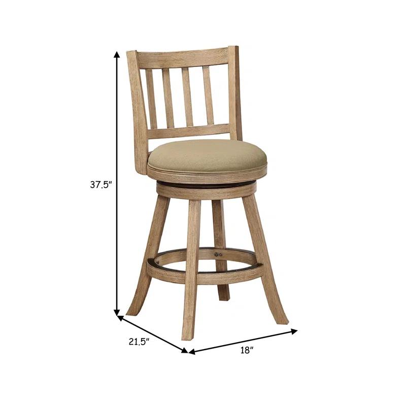 Benjara Swivel Solid Wood Counter Stool
