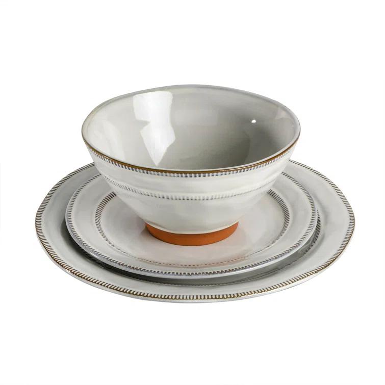 ECLANK 12 Piece Stoneware Dinnerware Set - Service for 4