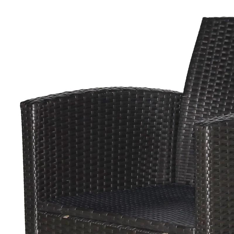 Outsunny 4-Piece Patio Furniture Set, Rattan Wicker Chair W/ Table, Outdoor Conversation Set With Cushion For Backyard, Porch, Or Garden, Blue