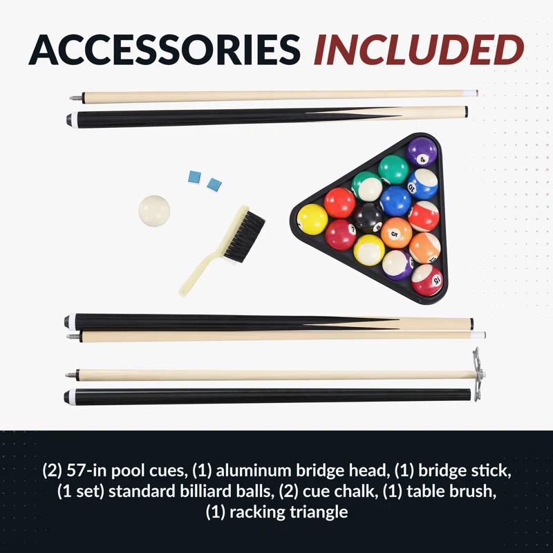 Hathaway Games Hathaway Augusta 8 Ft Furniture Pool Table – Includes Cue Sticks, Billiard Balls – Classic Design Perfect for Family, Home, Dining, or Living Room