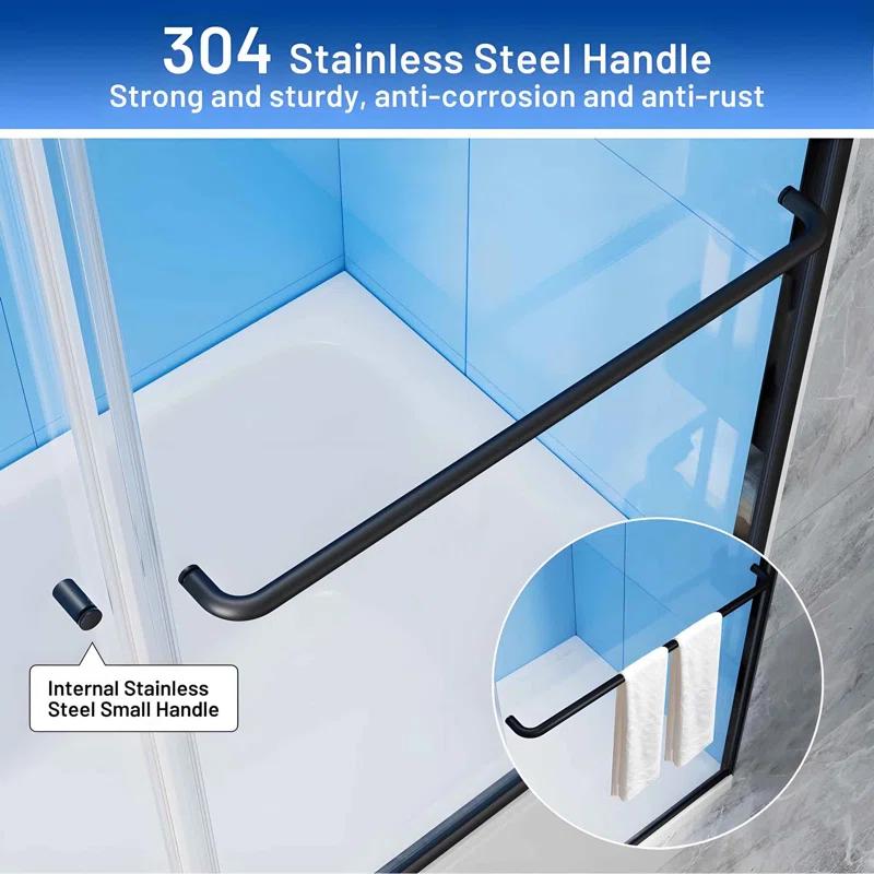 56 - 60 in. W x 58 in. H Semi-Frameless Sliding Bathtub Door in Finish with Clear SGCC Tempered Glass