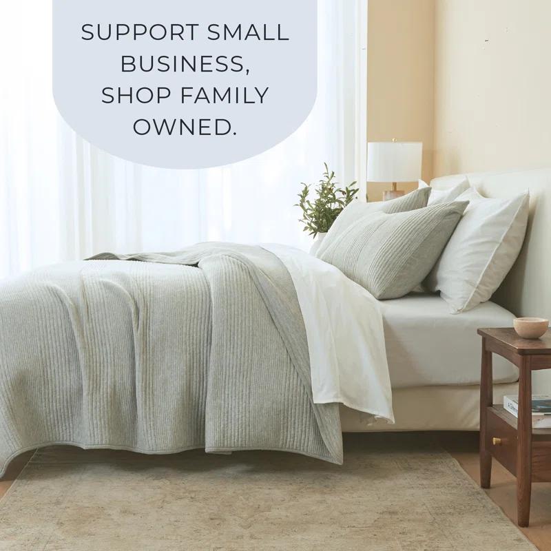 FreshFolds Jersey Cotton Blend Stitched Quilt Set with Shams