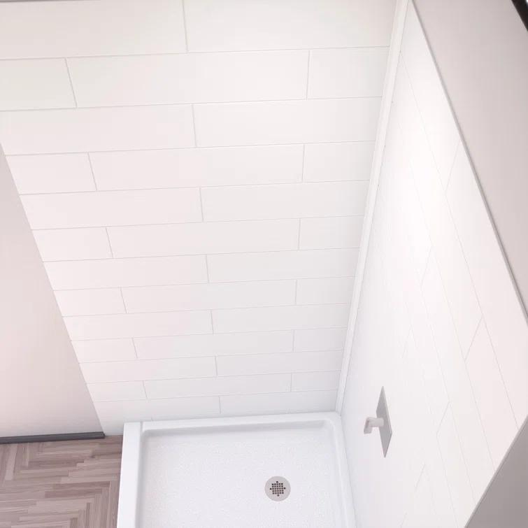 DreamLine DreamLine DreamStone 36 in. D x 36 in. W Base and Wall Kit in White Modern Subway Pattern BWDS36362MC0001