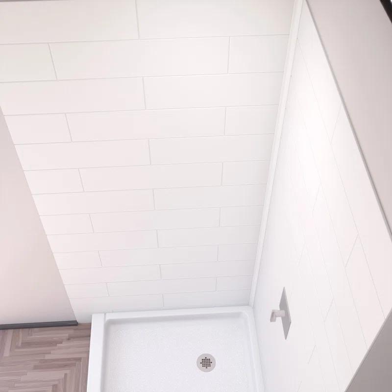 DreamLine DreamLine DreamStone 36 in. D x 36 in. W Base and Wall Kit in White Modern Subway Pattern BWDS36362MC0001