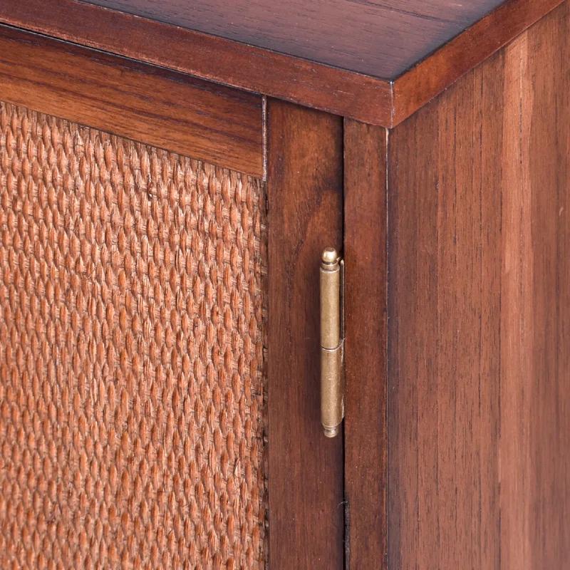 Hopper Studio Hopper Studio Delancey Solid Wood 2-Door Rattan Cabinet, Stylish Accent Piece