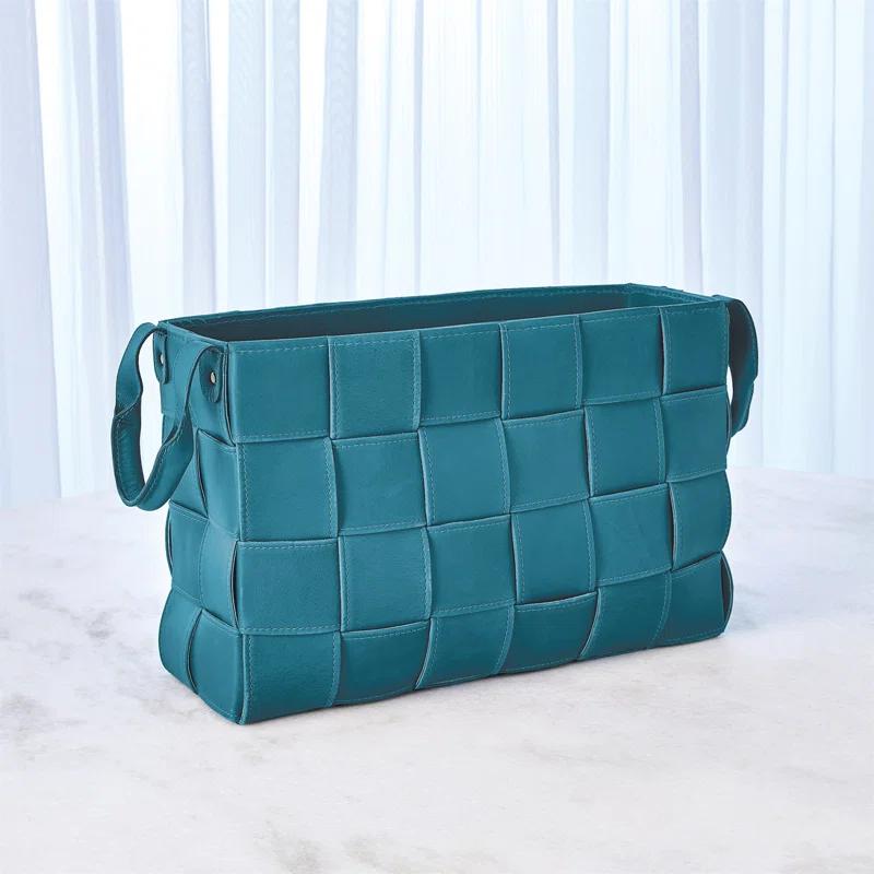 Soft Woven Leather Basket-Sm