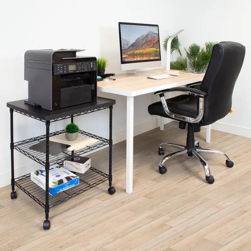 Mount-It! Printer Stand With Wheels, 3-Tier Large Printer Cart With Storage Shelves