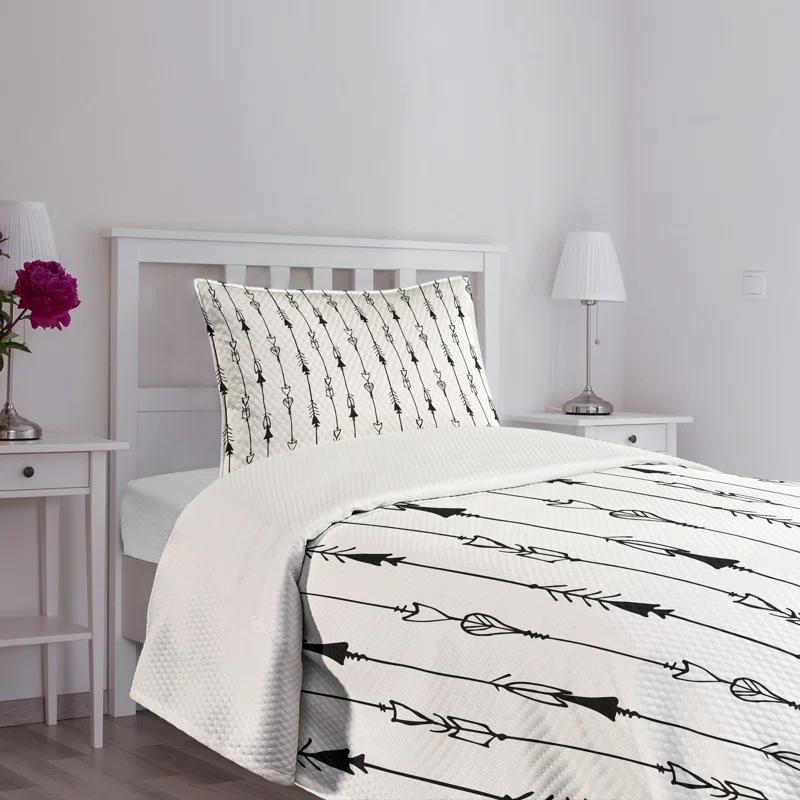 Ambesonne Ambesonne Black White Bedspread Tribe Vintage Arrow