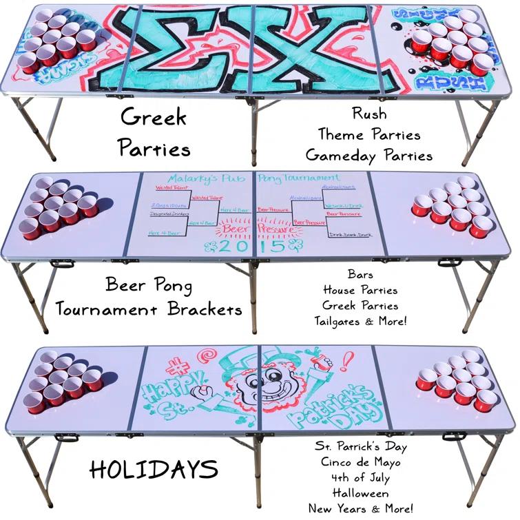 GoPong GoPong 8-Foot Customizable Dry-Erase Beer Pong Set