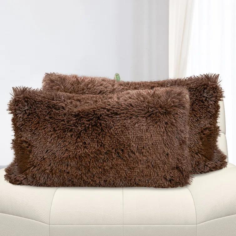 Cheer Collection Cheer Collection Shaggy Hair Decorative Throw Pillows (Set of 2)