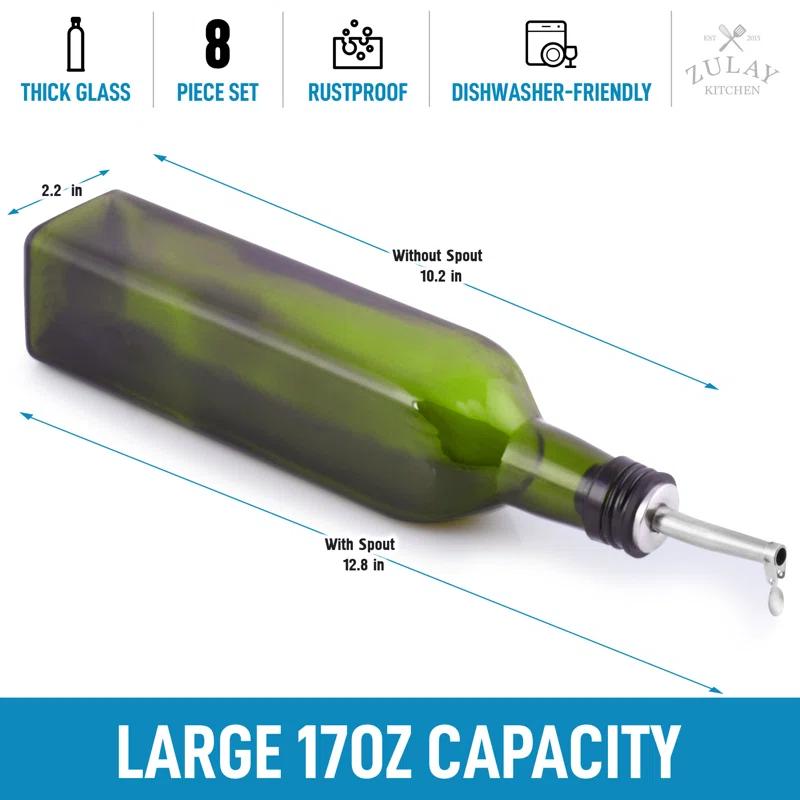 Zulay Kitchen Zulay Kitchen Olive Oil Bottle Dispenser with Pour Spout Funnel and Cork 8 pc Set 17 oz