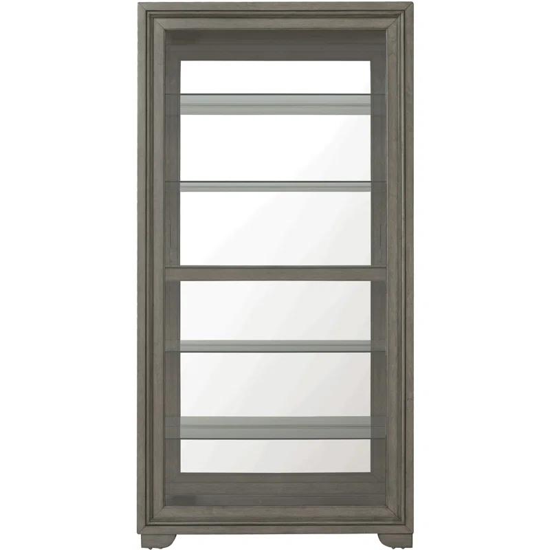 Pulaski Furniture Modern Wood Framed 5-Shelf Sliding Door Curio With LED Light