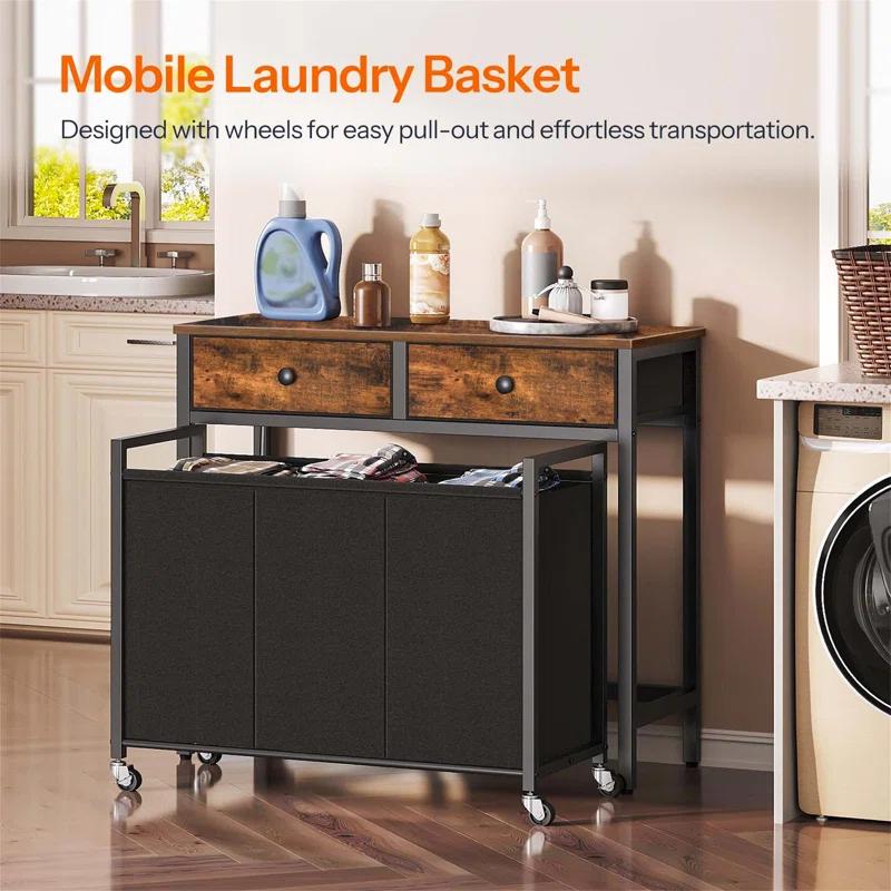 FLOORING CENTER LLC Laundry Basket With Wheels And Drawers