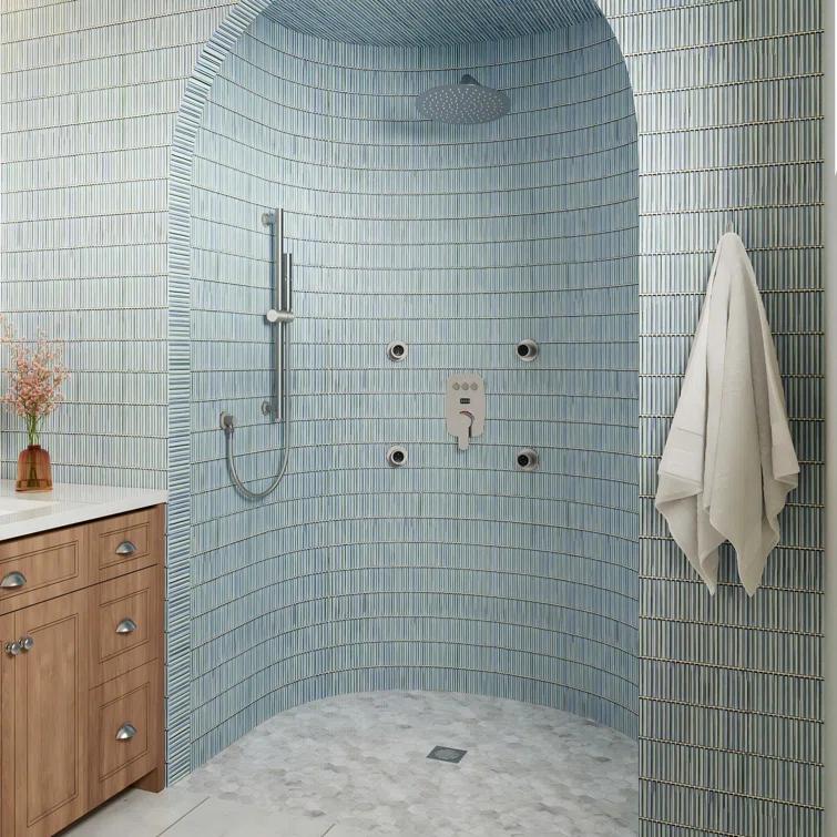 CASAINC 3-Function 12 Inch Temperature Digital Display Shower System With 2-Setting Slider Bar Handheld And 4Pcs Body Jets BR01009SX12BN