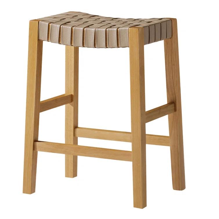 Maven Lane Maven Lane Emerson Kitchen Stool with Vegan Leather Upholstery