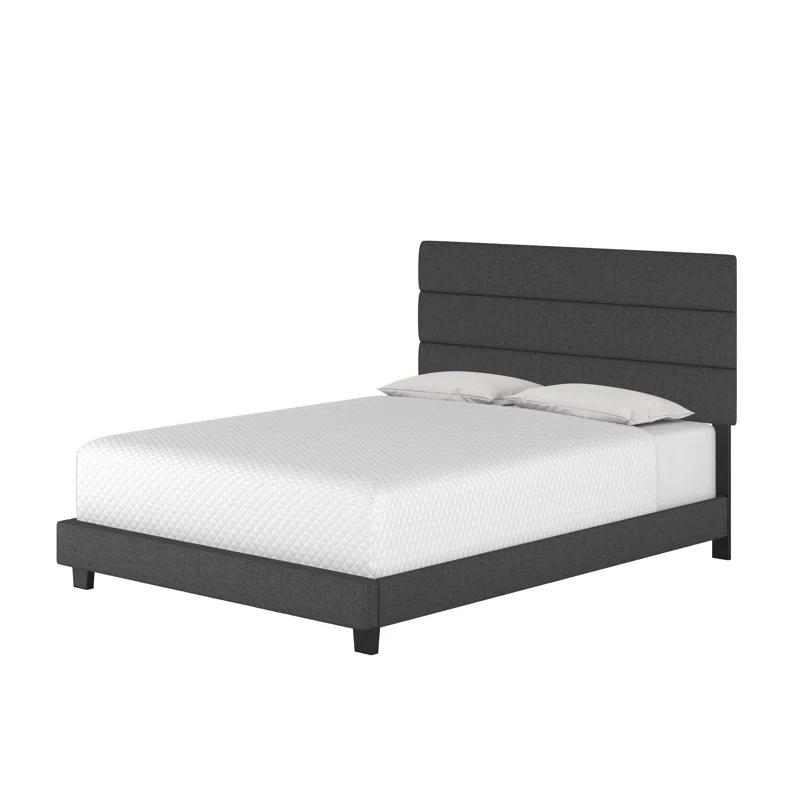 Boyd Sleep Boyd Sleep Sicily Upholstered Linen Tri Panel Platform Bed Frame with Adjustable Height Headboard, Sturdy 13 Slat Support System, No Box Spring Required