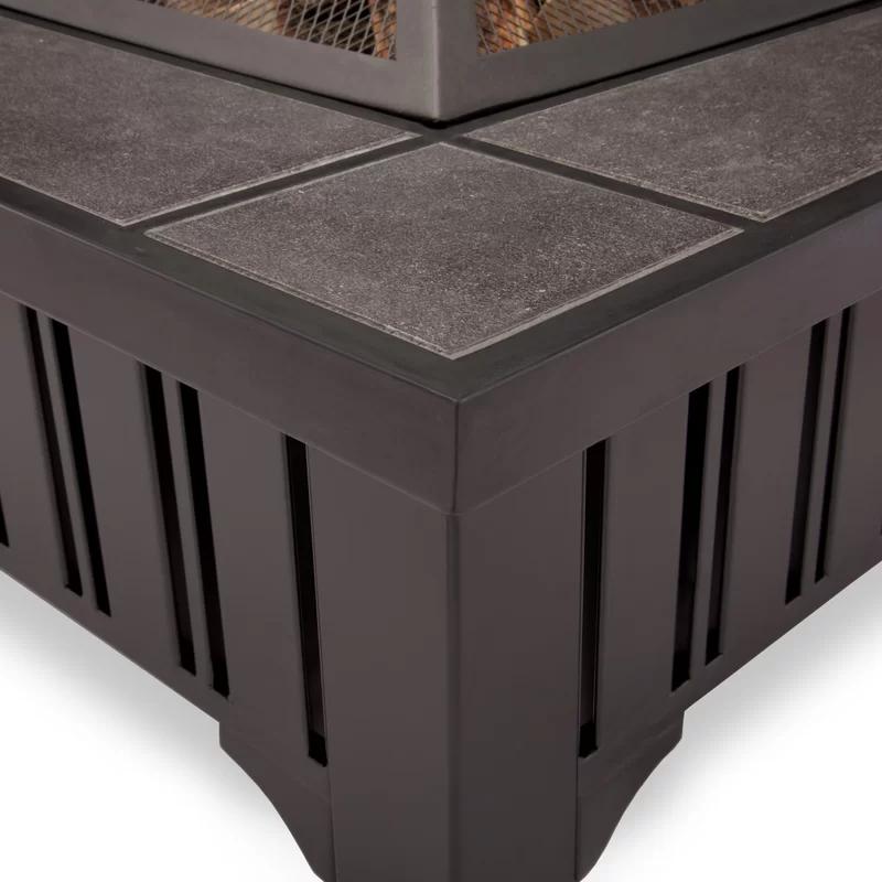 Gray Wood-Burning Free-Standing Square Fire Pit