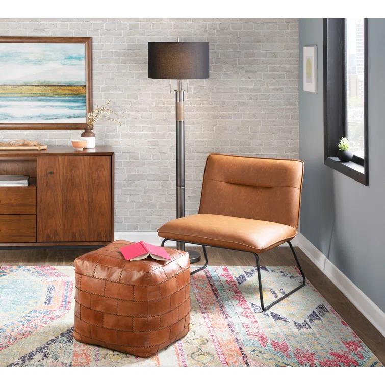 Steelside™ Brock Leather Pouf