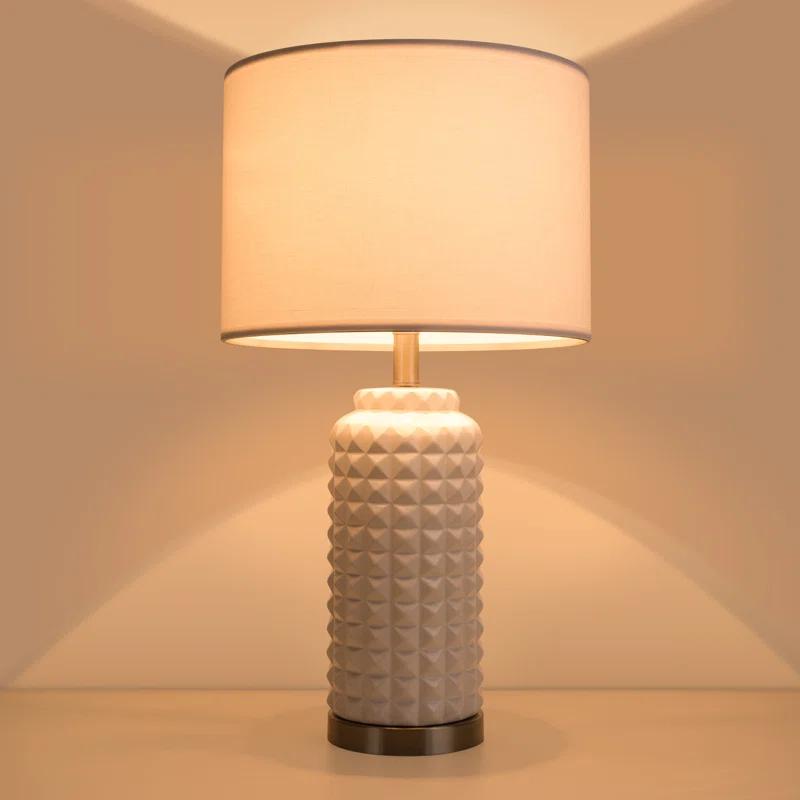SIMPOL HOME SIMPOL HOME 25 in. Ceramic Table Lamp with Natural White Linen Shade (Set of 2)