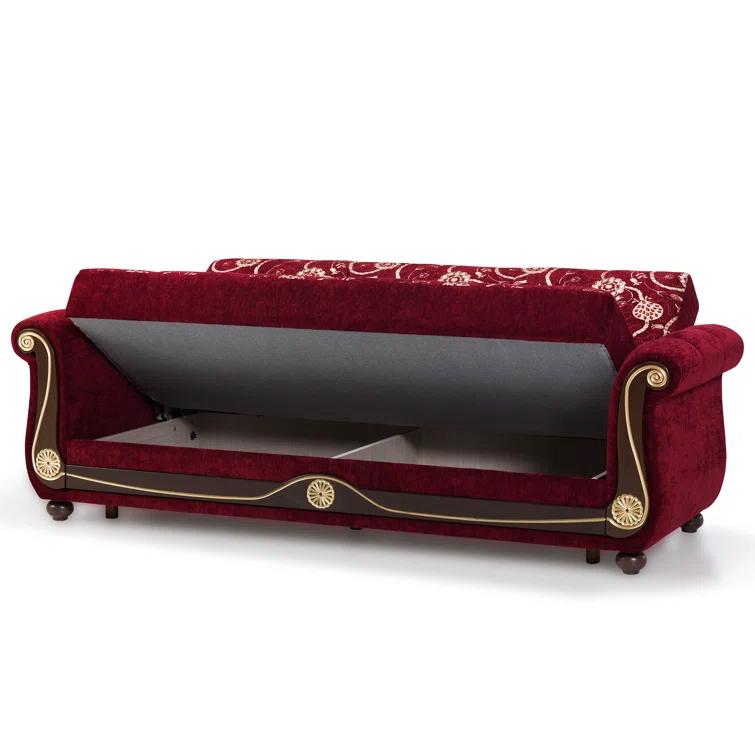 Rosdorf Park Mishonda Americano 95 in. Fabric Upholstered 3-Seater Twin 3-in-1 Sleeper Sofa Bed with Storage