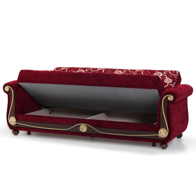 Rosdorf Park Mishonda Americano 95 in. Fabric Upholstered 3-Seater Twin 3-in-1 Sleeper Sofa Bed with Storage