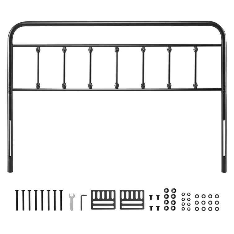 Rosalind Wheeler Metal Headboard, Queen Size Headboard with Adjustable Height, W59.65 x H40.55 x D1.5 inches, Ideal for Bedroom, Hotel, Homestay, Dormitory, Black