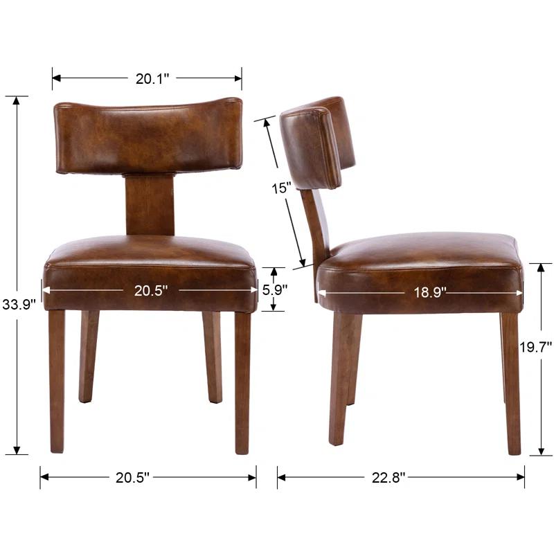 Loon Peak® Mid Century Modern Dining Chairs Set Of 2, Farmhouse PU Leather Upholstered Accent Chair Curved Backrest Kitchen Chairs With Hardwood Frame (Set of 2)