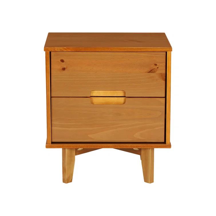 George Oliver Solid Wood Groove 2-Drawer Nightstand