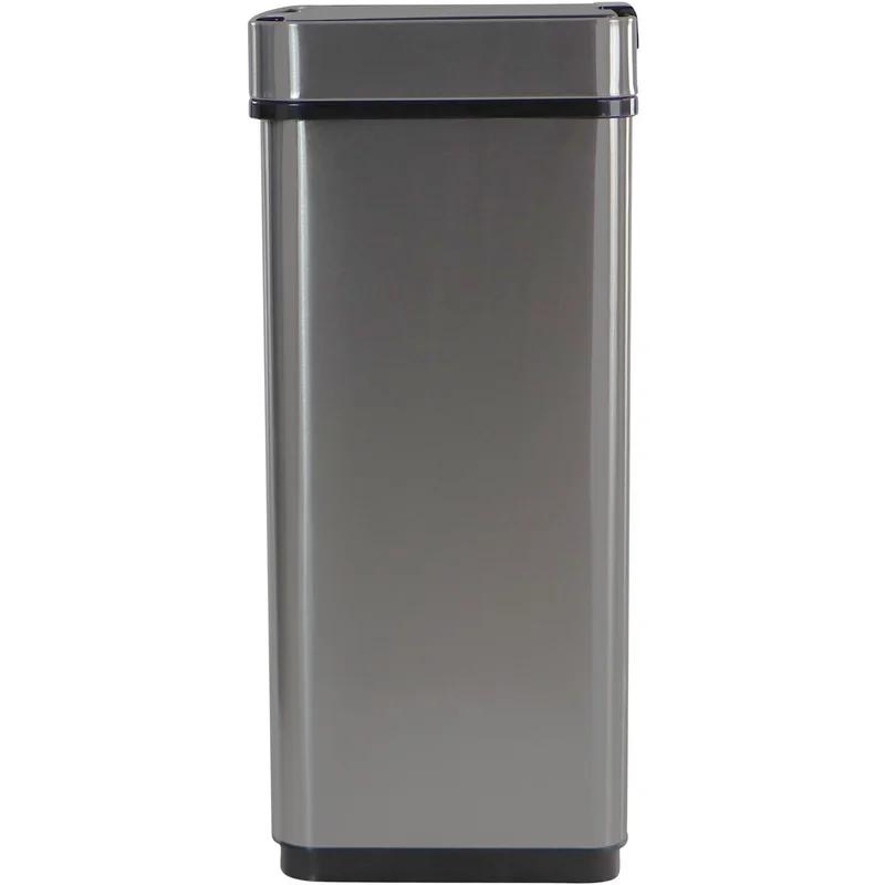 Silver Stainless Steel Touchless 16-Gallon Trash Can