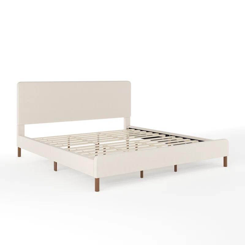 Martha Stewart Martha Stewart Britta Upholstered Platform Bed With Piped Detail Headboard