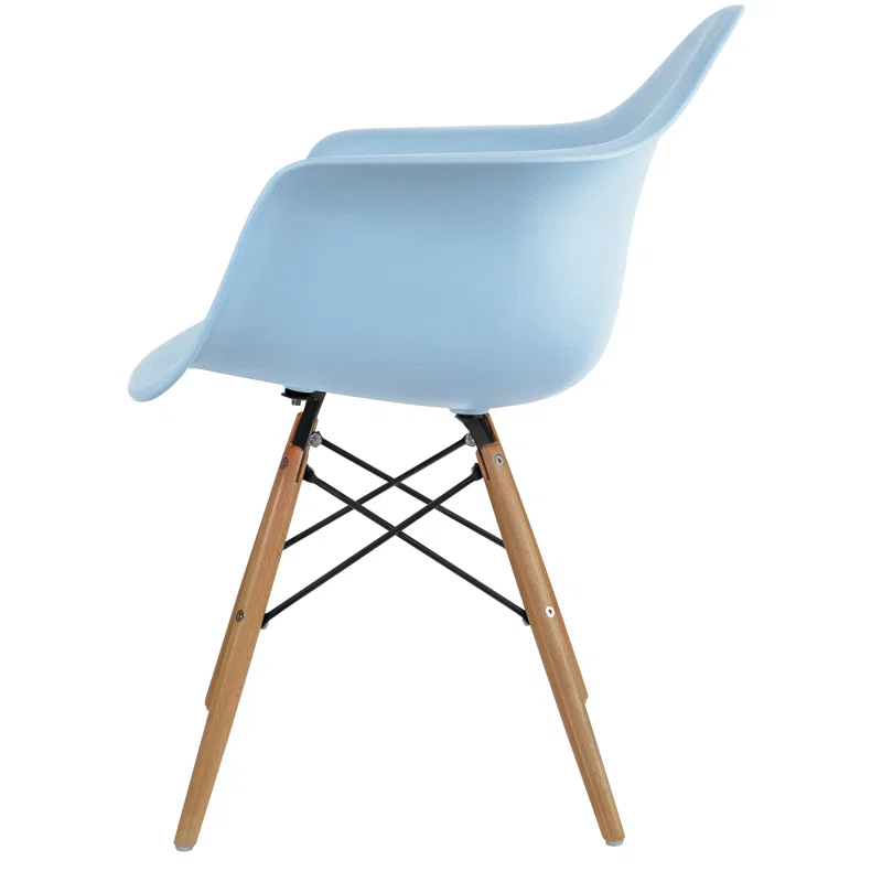 George Oliver Set of 2 Modern Dining Side Chairs from Molded Plastic Armchair Shell with Natural Wooden Legs | Wayfair
