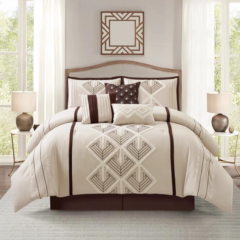 Nanshing America, Inc Vernice 7 Piece Geometric Comforter Set