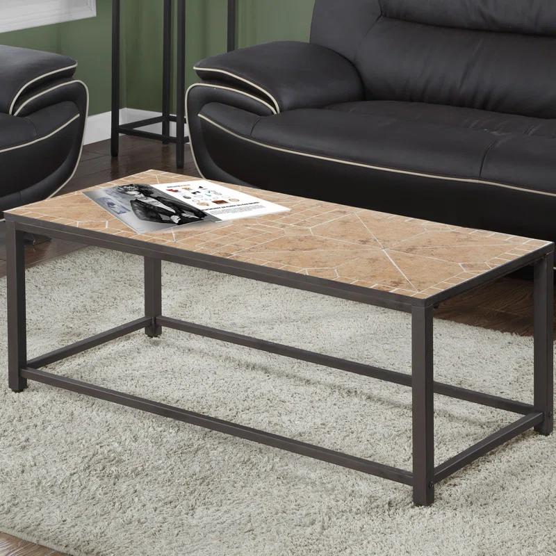 Wrought Studio™ Coffee Table, Accent, Cocktail, Rectangular, Living Room, 42" L, Metal, Tile