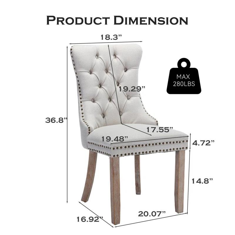 Rosdorf Park High-end Tufted Velvet Upholstered Nailhead Dining Chair