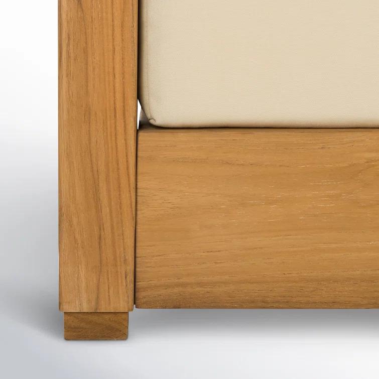 SAFAVIEH OUTDOOR COUTURE Montford 2-Seat Bench Natural Teak / Beige