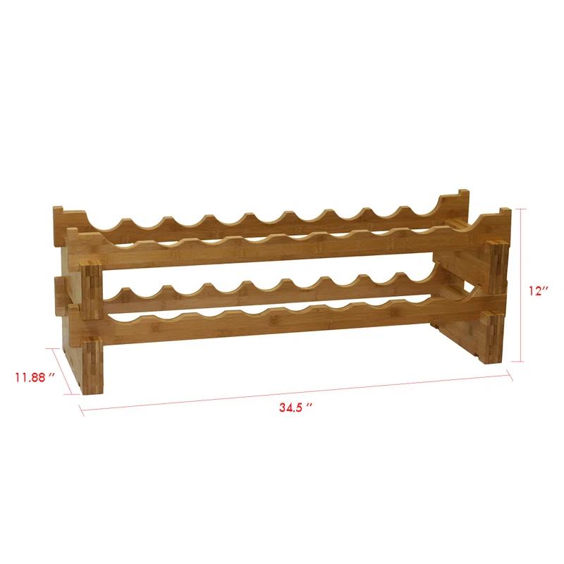Ocean Star International Solid Wood Floor Wine Bottle Rack in Natural