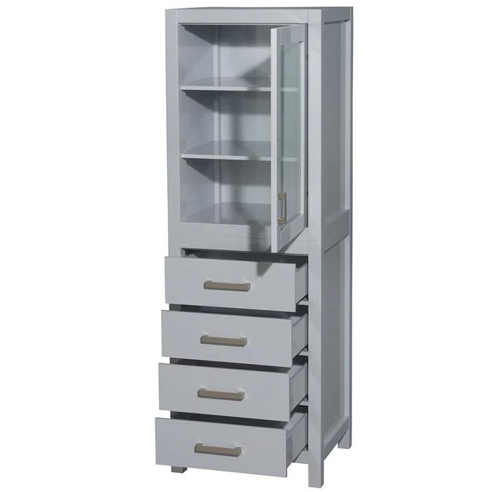 Wyndham Collection Sheffield Solid Wood Freestanding Linen Cabinet