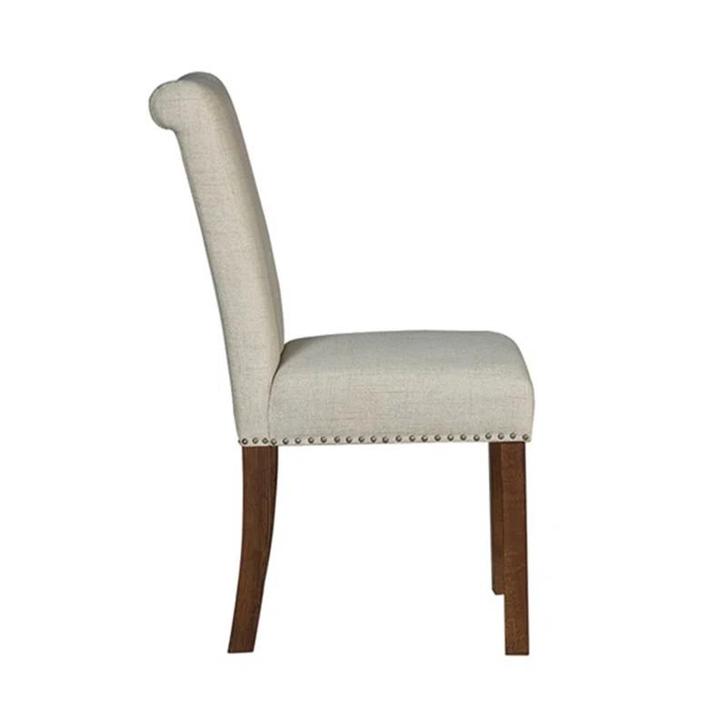 510 Design Aubrey Upholstered Dining Chairs with Silver Nailhead Trim - Set of 2 - Natural (Set of 2)