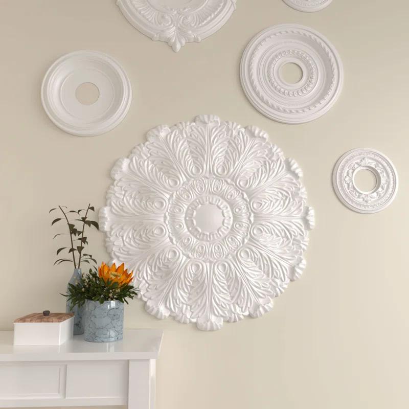 Ekena Millwork Endurathane Bradford Ceiling Medallion, 32 5/8"OD x 2"P (Fits Canopies up to 6 5/8"), Hand-Painted Green Gold Finish CM31DU