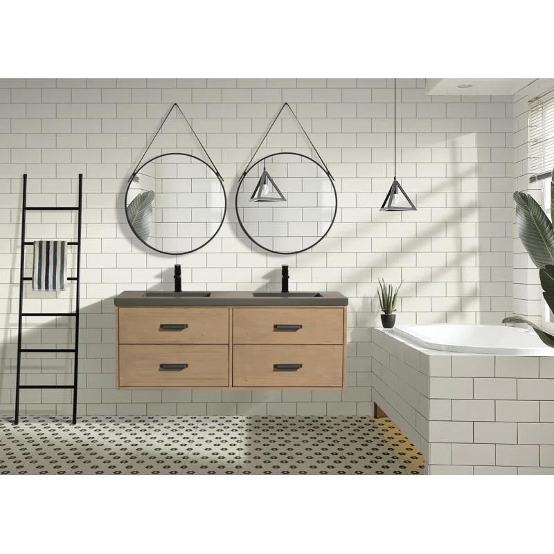 Sand & Stable™ Clary 55'' Double Bathroom Vanity with Concrete Top