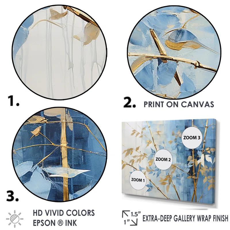 Design Art Blue And Gold Bamboo Dance - Bamboo Canvas Wall Art_106586 | Wayfair