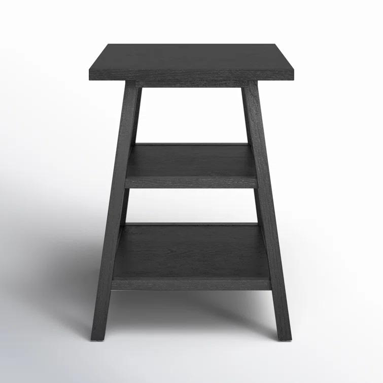Universal Modern Farmhouse Square End Table in black Charcoal Oak wood